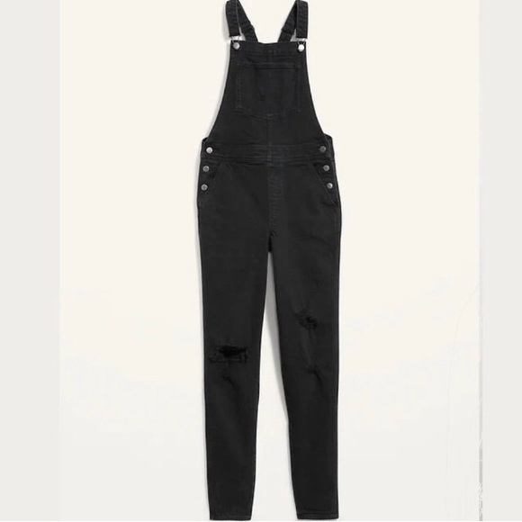 FLASH SALE!! NWT! O.G. Old Navy Straight Black Ripped Jean Overalls  - Multiple - Picture 2 of 3